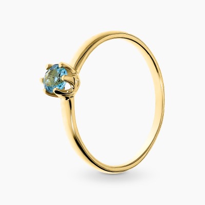 Pierścionek z żółtego złota 585 z topazem 0,29 ct