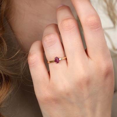 Pierścionek zaręczynowy Livorno żółte złoto 585 z rubinem 2