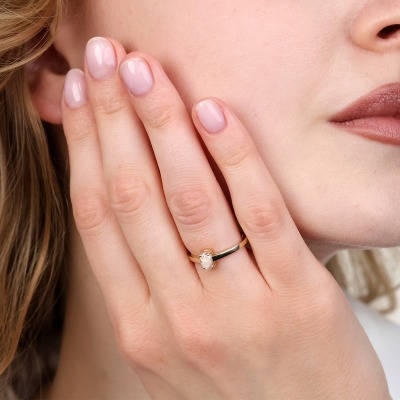 Pierścionek zaręczynowy Livorno żółte złoto 585 z morganitem 2