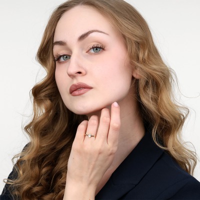 Pierścionek zaręczynowy Livorno żółte złoto 585 z białym... 2