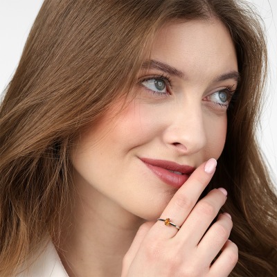 Pierścionek zaręczynowy Livorno białe złoto 585 z cytrynem 2