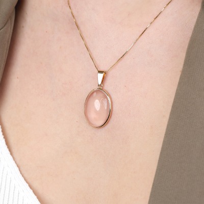 Zawieszka wykonana ręcznie z żółtego złota 585 z różowym... 2