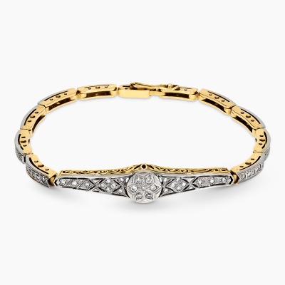 Bransoletka z dwukolorowego złota 585 z brylantami 0,49...