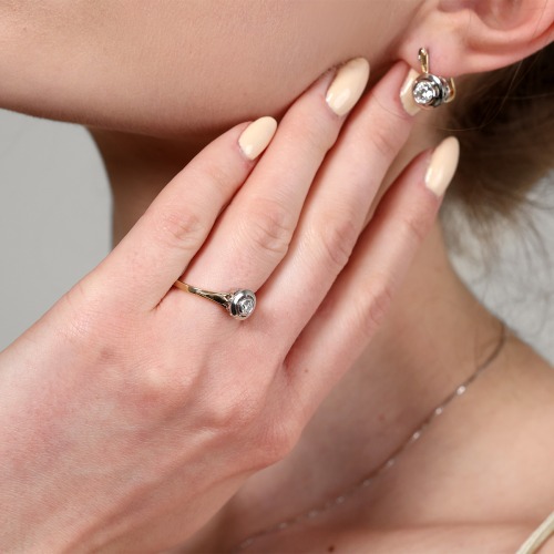 Kolczyki ręcznie wykonane dwukolorowe złoto 585 z brylantami 1,0 ct Vs1/G