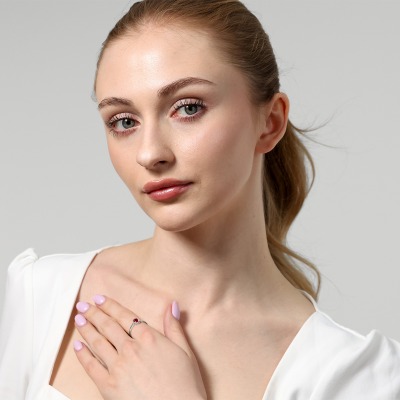 Pierścionek zaręczynowy Livorno białe złoto 585 z rubinem 2