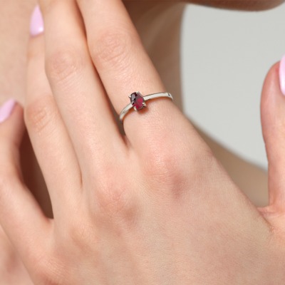 Pierścionek zaręczynowy Livorno białe złoto 585 z rodolitem 2