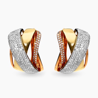 Kolczyki w trzech kolorach złota 585 z brylantami 1,09 ct