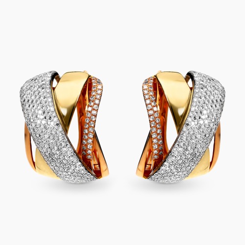 Kolczyki w trzech kolorach złota 585 z brylantami 1,09 ct