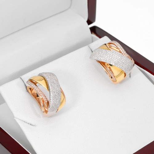 Kolczyki w trzech kolorach złota 585 z brylantami 1,09 ct