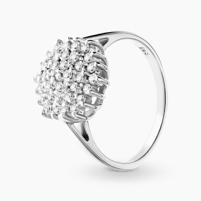 Pierścionek złoty 585 z rozbudowaną koroną z brylantami...