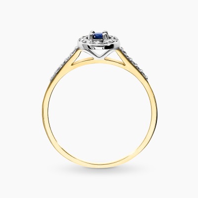 Pierścionek Bergamo z dwukolorowego złota 585 z szafirem... 2