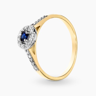 Pierścionek Bergamo z dwukolorowego złota 585 z szafirem...