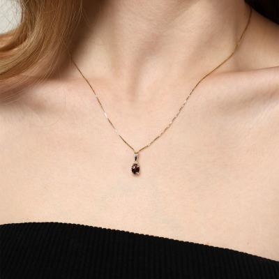 Zawieszka Livorno żółte złoto 585 z kwarcem dymnym 2