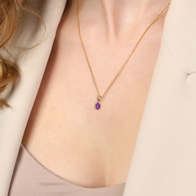 Zawieszka Livorno żółte złoto 585 z ametystem 2