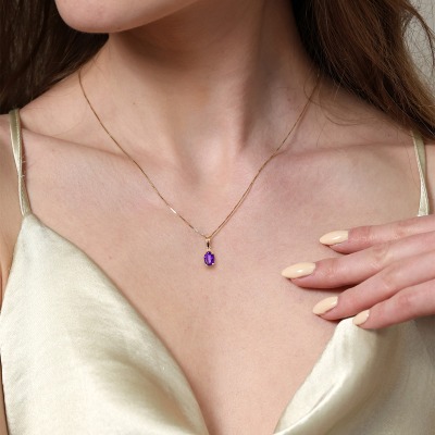 Zawieszka Livorno różowe złoto 585 z ametystem 2