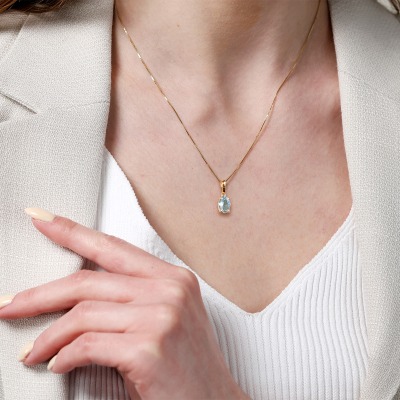 Zawieszka Livorno różowe złoto 585 z topazem sky 2