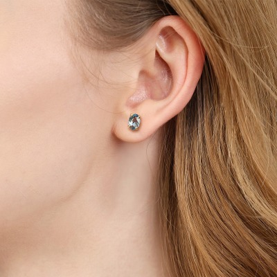 Kolczyki Livorno żółte złoto 585 z topazami swiss 2