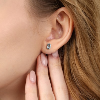 Kolczyki Livorno białe złoto 585 z topazami swiss 2