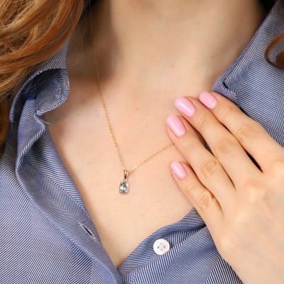 Zawieszka Livorno różowe złoto 585 z topazem swiss 2