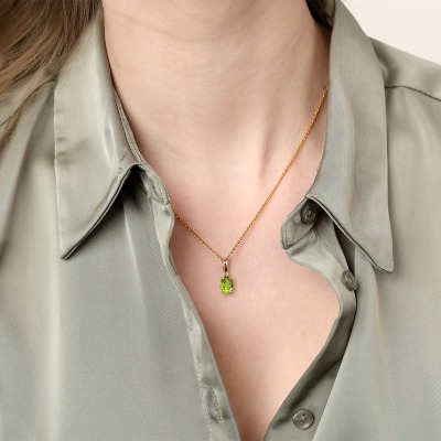 Zawieszka Livorno różowe złoto 585 z oliwinem 2