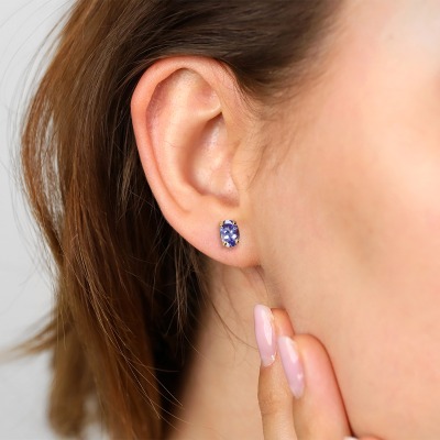 Kolczyki Livorno żółte złoto 585 z tanzanitami 2