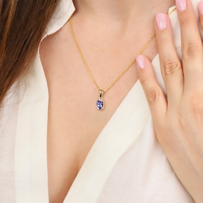 Zawieszka Livorno żółte złoto 585 z tanzanitem 2