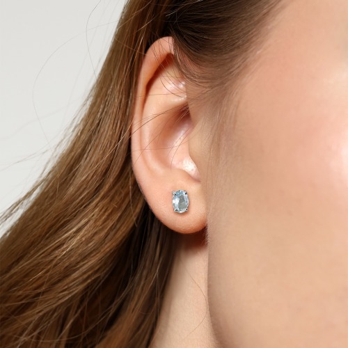 Kolczyki Livorno białe złoto 585 z topazami sky