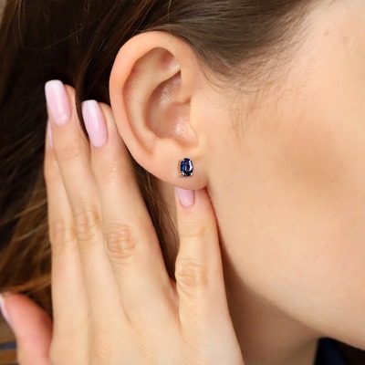 Kolczyki Livorno żółte złoto 585 z szafirami 2