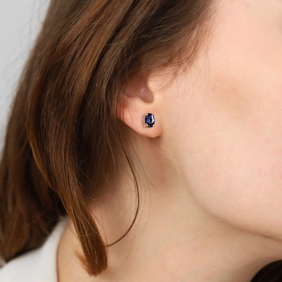 Kolczyki Livorno różowe złoto 585 z szafirami 2