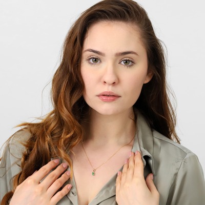 Zawieszka Livorno różowe złoto 585 ze szmaragdem 2