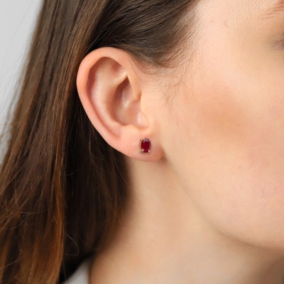 Kolczyki Livorno żółte złoto 585 z rubinami 2