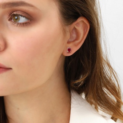 Kolczyki Livorno białe złoto 585 z rubinami 2