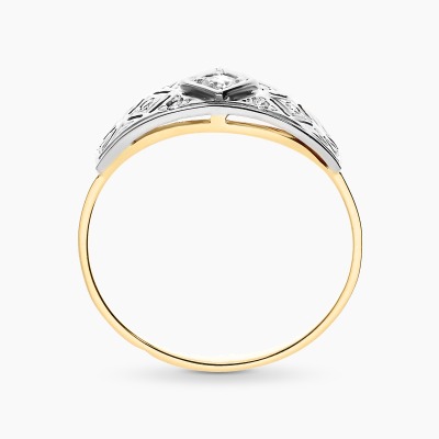 Pierścionek z dwukolorowego złota 585 w stylu Art Déco z... 2