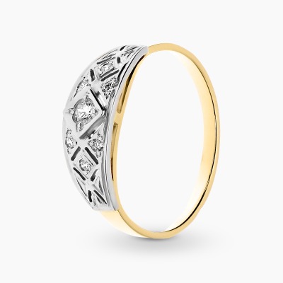 Pierścionek z dwukolorowego złota 585 w stylu Art Déco z...