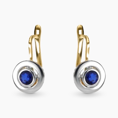 Kolczyki dwukolorowe złoto 585 z szafirami 0,54 ct