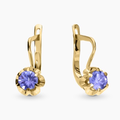 Kolczyki z żółtego złota 585 z tanzanitami 0,55 ct 2