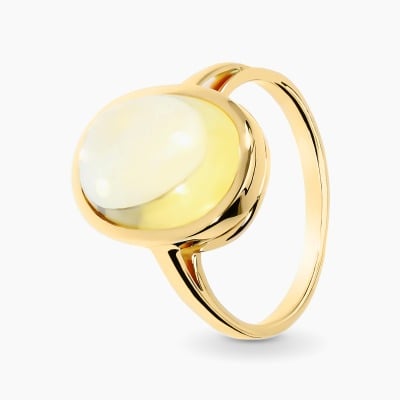 Pierścionek ręcznie wykonany żółte złoto 585 z okazałym...