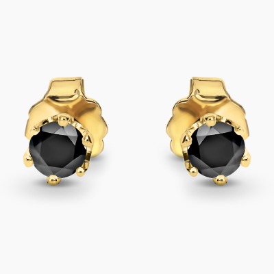 Kolczyki Vicenza z żółtego złota 585 z czarnymi...
