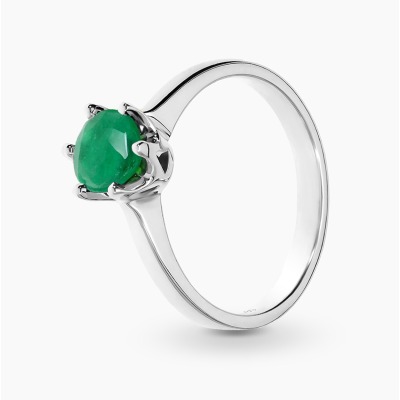 Pierścionek z białego złota 585 z okazałym szmaragdem...