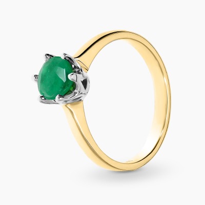 Pierścionek z białego i żółtego złota 585 z okazałym...