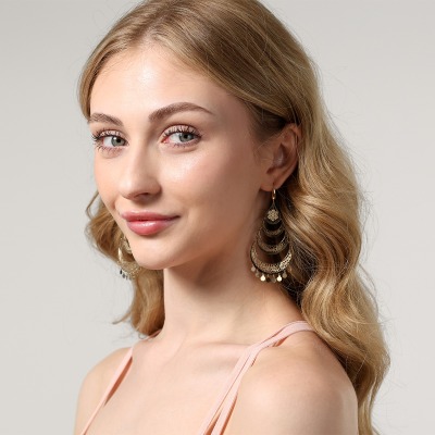 Kolczyki wiszące ażurowe z żółtego złota próby 585 styl boho 2