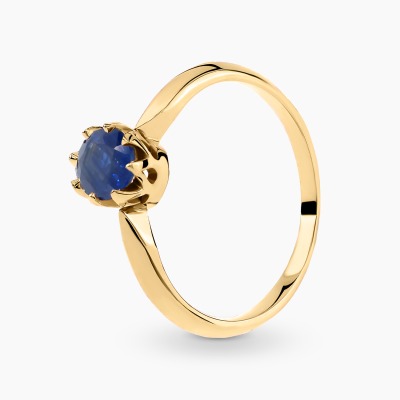 Pierścionek z żółtego złota 585 klasyczny z szafirem 0,73 ct