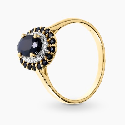 Pierścionek dwukolorowe złoto 585 z diamentami 0,05 ct i...