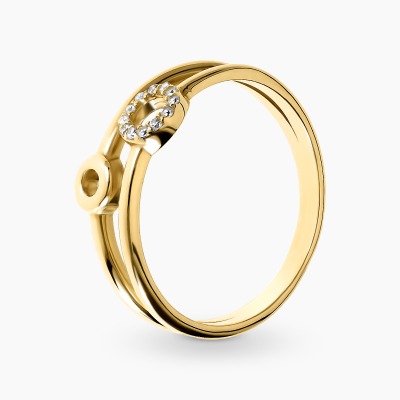 Pierścionek z żółtego złota 585 z cyrkoniami 2,61 g