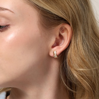 Kolczyki z żółtego, różowego i białego złota 585... 2