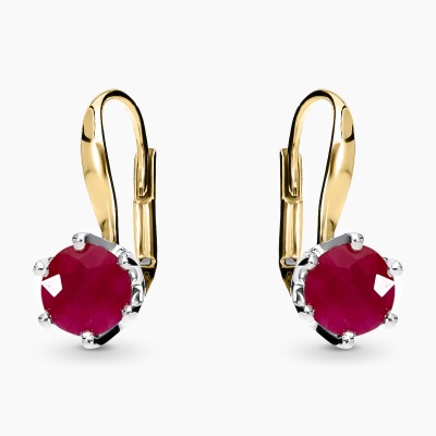 Kolczyki z dwukolorowego złota 585 z okazałymi rubinami...