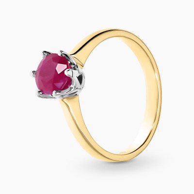 Pierścionek z dwukolorowego złota 585 z okazałym rubinem...