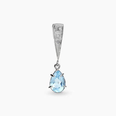 Zawieszka z białego złota 585 z brylantami i topazem 1,72 ct