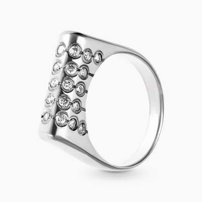 Pierścionek z białego złota 585 z brylantami 0,60 ct Si/H-I