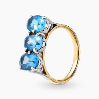 Pierścionek z dwukolorowego złota 585 z trzema topazami...